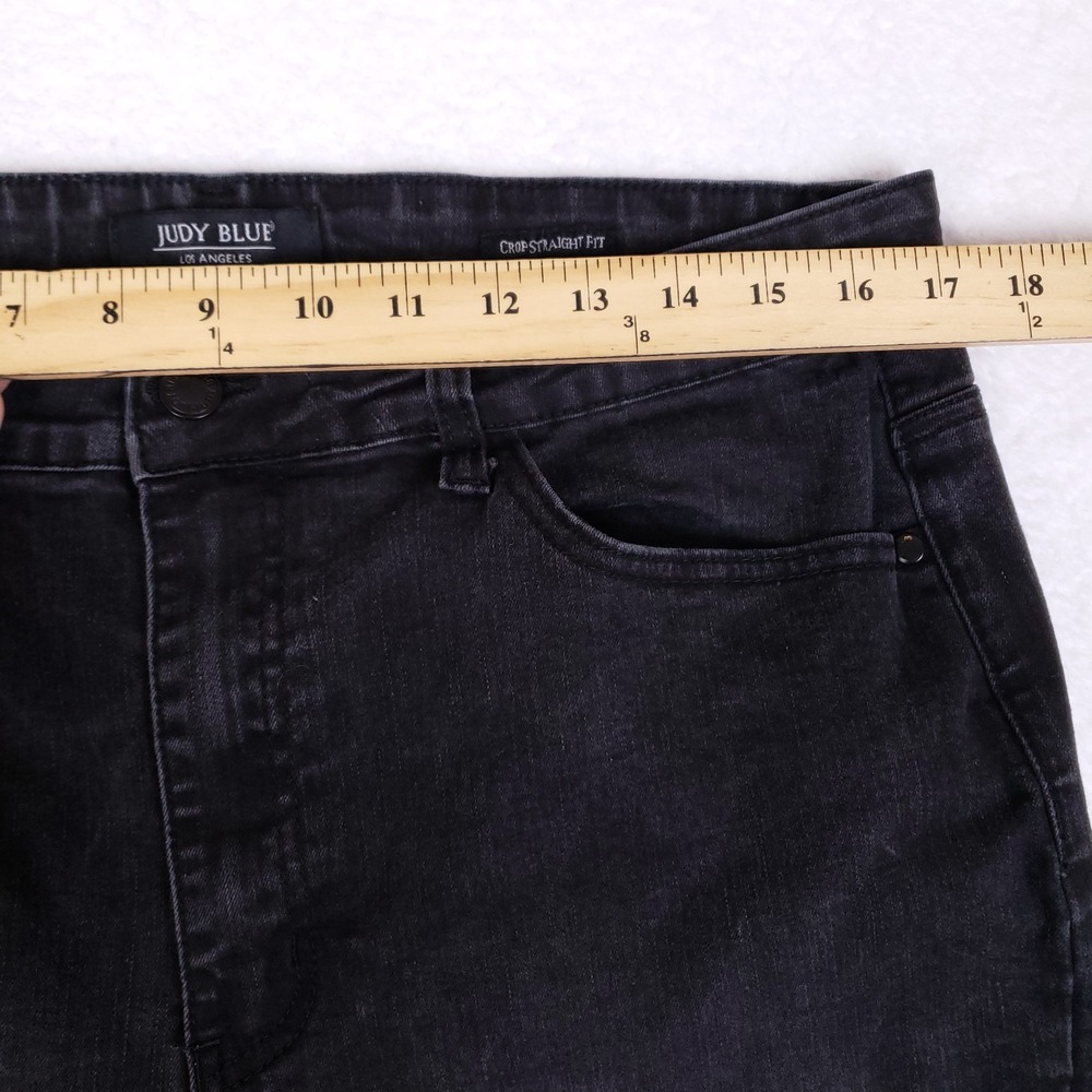 Judy Blue Jeans 1XL Black Crop Straight Fit Side Slit Stretch Plus Size - Picture 3 of 12